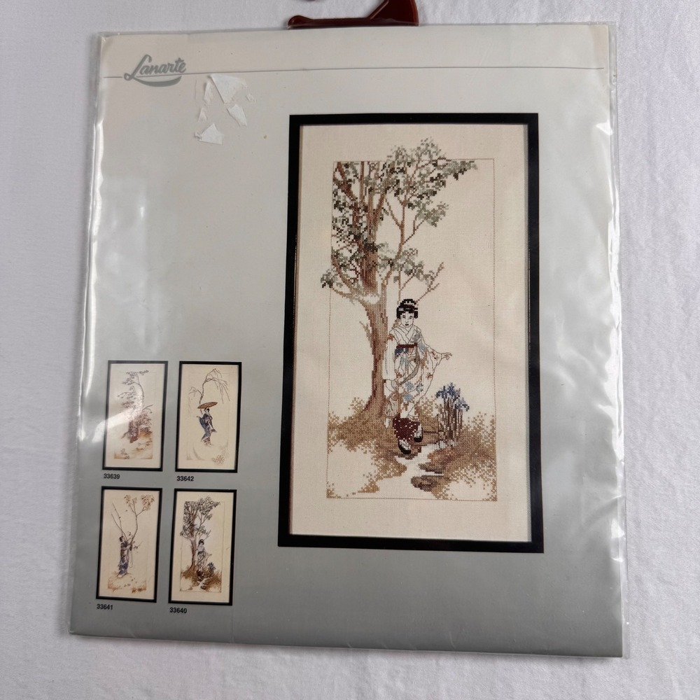 Lanarte Cross Stitch Kit Tan Japanese Geisha 33640 Linen DMC Floss Craft Art